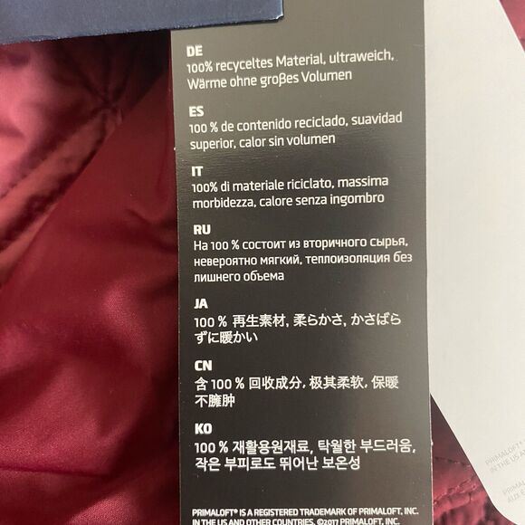 Lands End Womens Primaloft Packable‎ Jacket Size 18 Burgundy Quilted Barn New - Picture 9 of 16